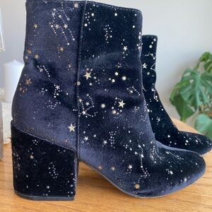 Starry Black Velvet Ankle Boots